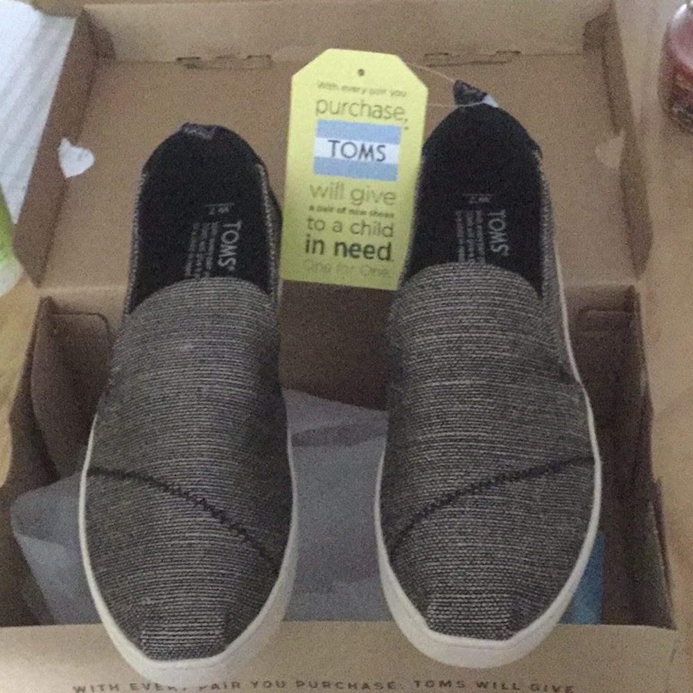 TOMS alpargata black metallic slip-on shoes